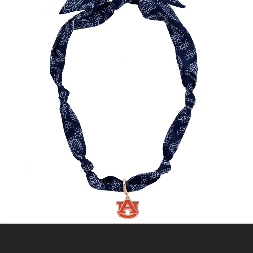 Navy Blue Bandana Necklace with Auburn Charm